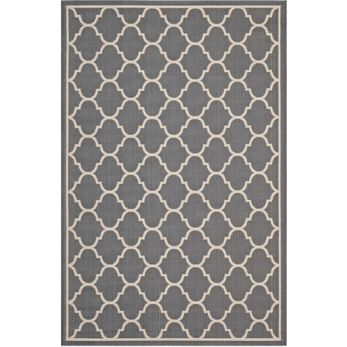 Avena Moroccan Quatrefoil Trellis 4 x 6 Indoor Outdoor Area Rug in Gray & Beige