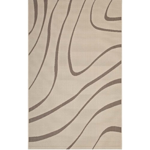 Surge Swirl Abstract 8 x 10 Indoor & Outdoor Area Rug in Beige