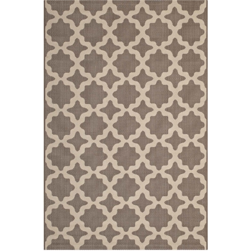 Cerelia Moroccan Trellis 9 x 12 Indoor Outdoor Area Rug in Light & Dark Beige