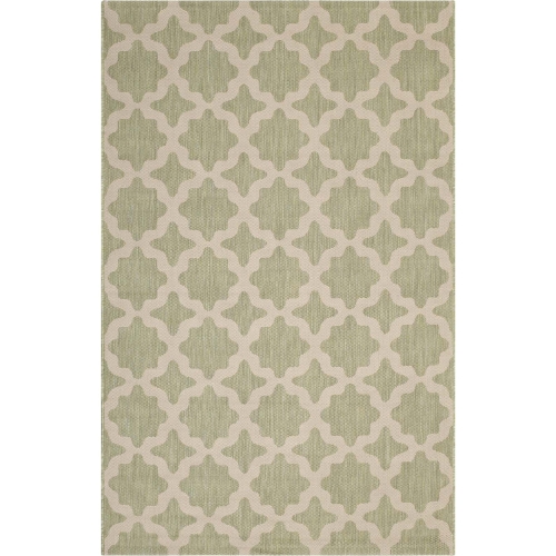 Cerelia Moroccan Trellis 4 x 6 Indoor Outdoor Area Rug in Beige & Light Green