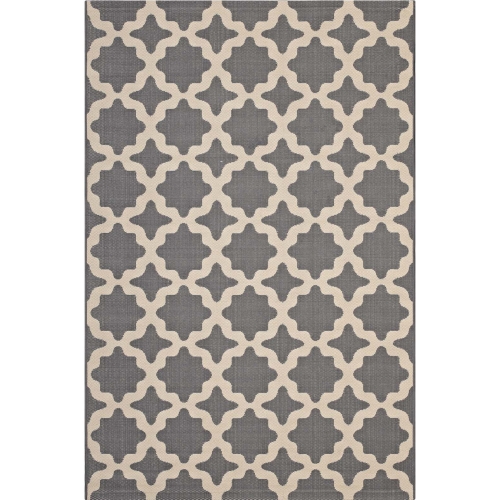 Cerelia Moroccan Trellis 4 x 6 Indoor Outdoor Area Rug in Gray & Beige