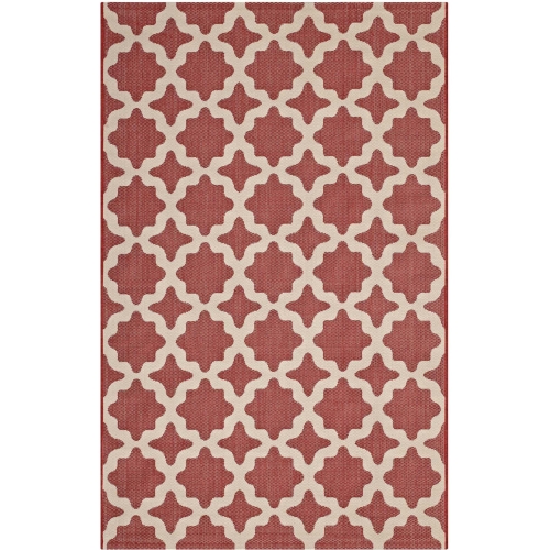 Cerelia Moroccan Trellis 9 x 12 Indoor Outdoor Area Rug in Red & Beige