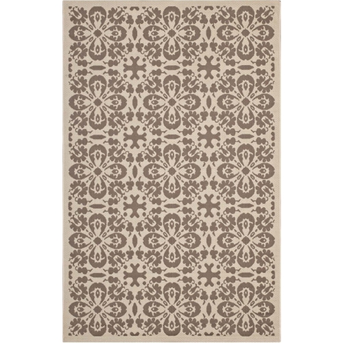 Ariana Vintage Floral Trellis 9 x 12 Indoor Outdoor Area Rug in Light & Dark Beige