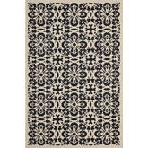 Ariana Vintage Floral Trellis 9 x 12 Indoor Outdoor Area Rug in Black & Beige