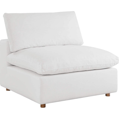 Commix Down Overstuffed Armless Chair Sectional Unit in Pure White Fabric