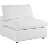 Commix Down Overstuffed Armless Chair Sectional Unit in Pure White Fabric