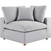 Commix Down Overstuffed Corner Chair Sectional Unit in Light Gray Fabric