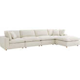 Commix Down Overstuffed 5 Piece Sectional Sofa Set in Light Beige Fabric