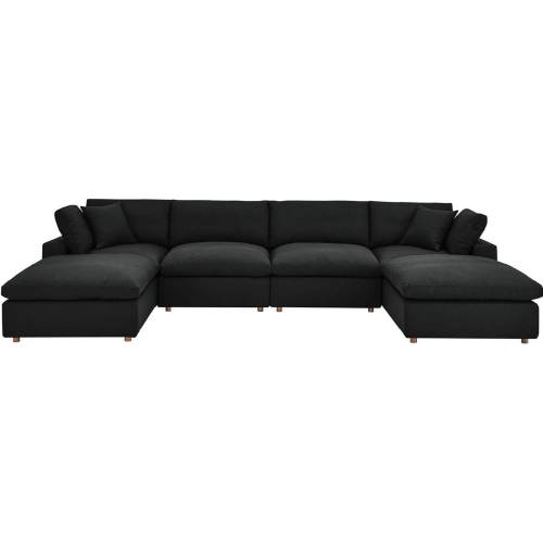 Commix Down Overstuffed 6 Piece Sectional Sofa in Black Fabric