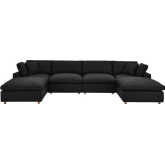 Commix Down Overstuffed 6 Piece Sectional Sofa in Black Fabric