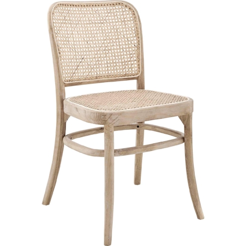 Winona Dining Chair in Gray Wood & Natural Rattan