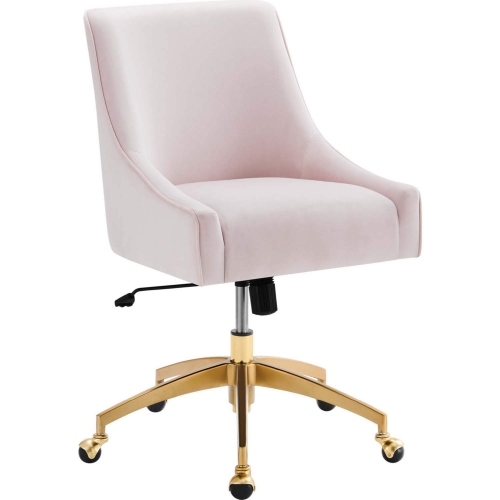 Discern Office Chair in Pink Velvet & Gold