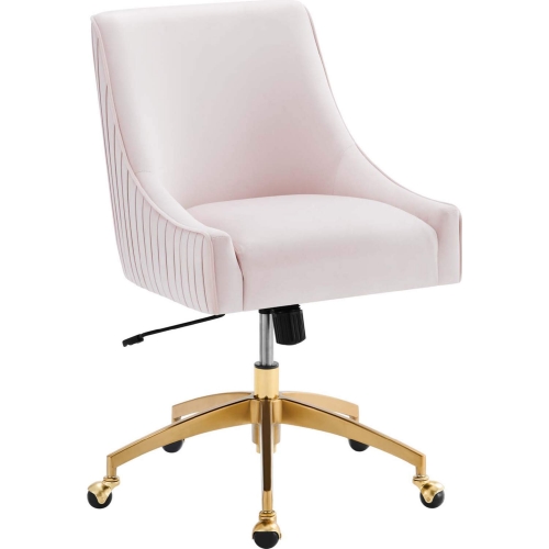 Discern Office Chair in Pleated Pink Velvet & Gold