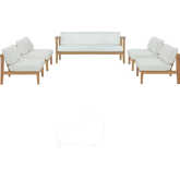 Bayport 5 Piece Outdoor Sofa Set in Teak & White Fabric