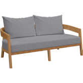 Brisbane Outdoor Loveseat in Teak & Gray Fabric