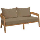 Brisbane Outdoor Loveseat in Teak & Light Brown Fabric