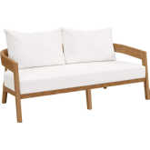 Brisbane Outdoor Loveseat in Teak & White Fabric