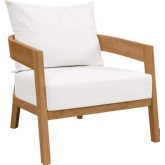 Brisbane Outdoor Arm Chair in Teak & White Fabric