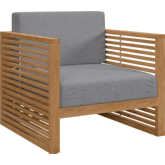 Carlsbad Outdoor Arm Chair in Teak & Gray Fabric