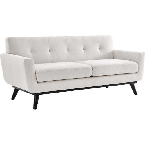 Engage Loveseat in Tufted Ivory Herringbone Fabric