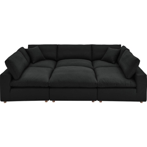 Commix Down Overstuffed 6 Piece Sectional Sofa in Black Fabric