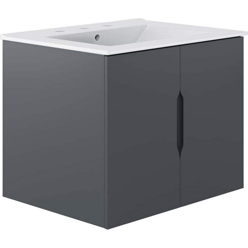 Vitality 24" Bathroom Vanity in Gray & White Ceramic