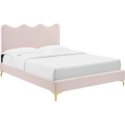 Current Twin Platform Bed in Pink Performance Velvet