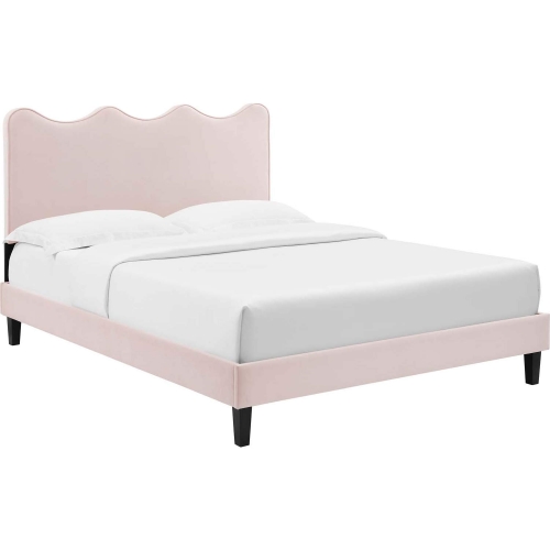 Current Twin Platform Bed in Pink Performance Velvet