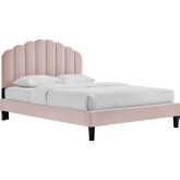 Daisy Full Platform Bed in Channel Tufted Pink Performance Velvet