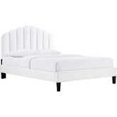 Daisy Full Platform Bed in Channel Tufted White Performance Velvet