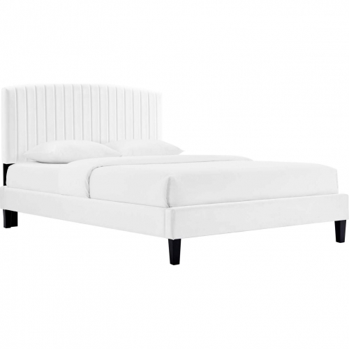 Alessi Twin Platform Bed in White Performance Velvet