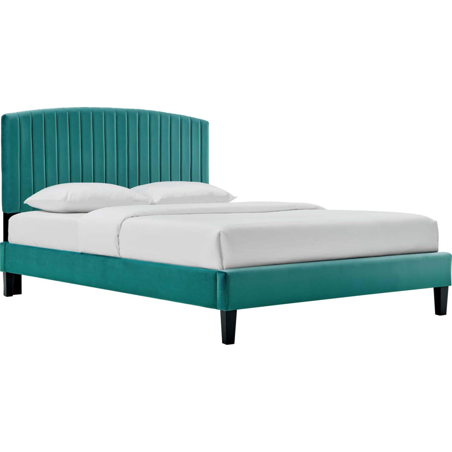 Modway MOD-7045-TEA Alessi King Platform Bed In Teal Performance Velvet