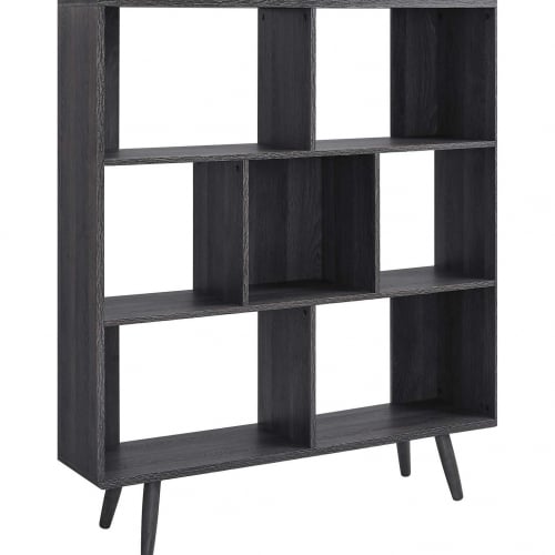 Transmit 7 Shelf Bookcase in Charcoal Gray Wood Grain Finish