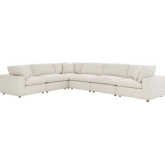 Commix Overstuffed 6 Piece Sectional Sofa in Light Beige Fabric