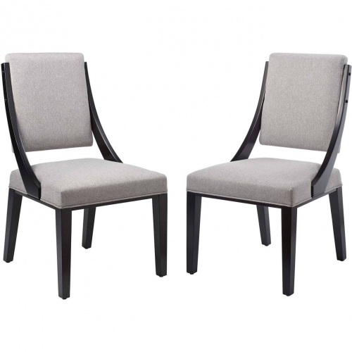 Cambridge Dining Chair in Light Gray Fabric & Wood (Set of 2)