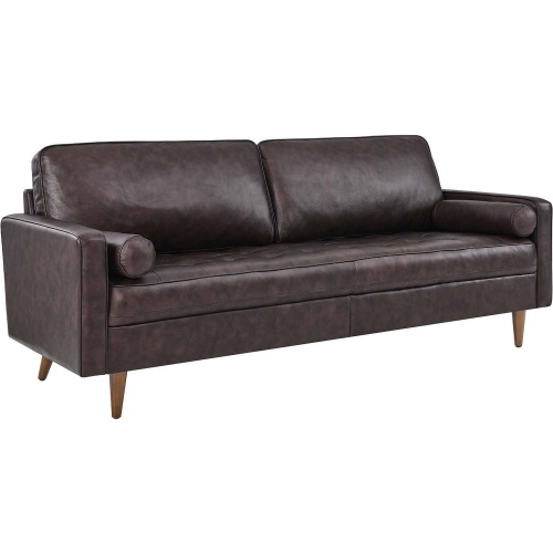 Valour 81" Sofa in Brown Top Grain Leather & Wood