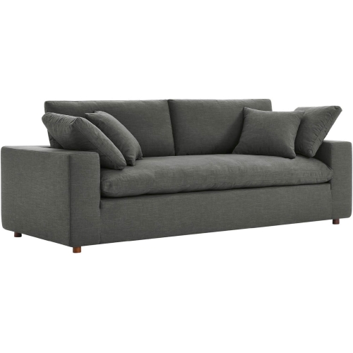 Commix Down Filled Overstuffed Sofa in Gray Fabric