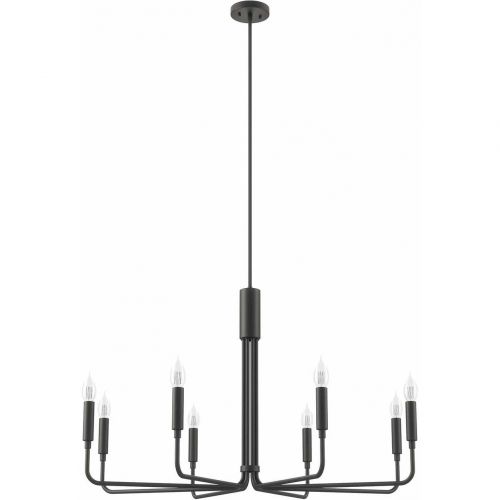 Rekindle 8 Light Chandelier in Black Iron Metal