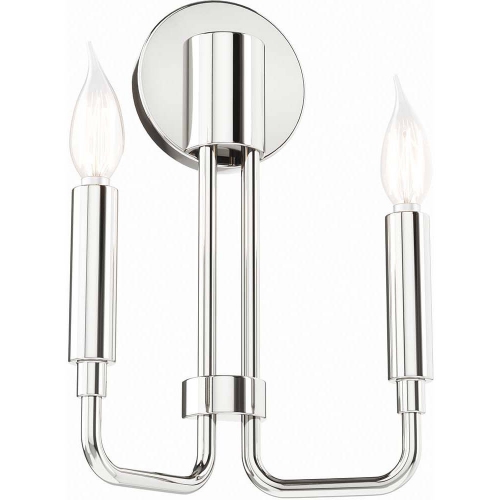 Rekindle 2 Light Wall Sconce in Polished Nickel Iron Metal