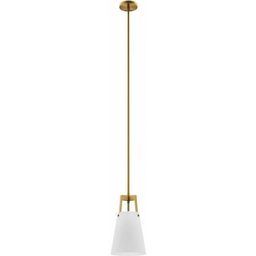 Aspire Ceiling Pendant Light in Satin Brass & White Fabric