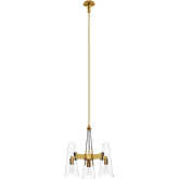 Beacon 3 Light Ceiling Pendant Light in Satin Brass Metal & Clear Glass