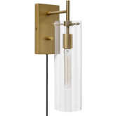 Skylark Wall Sconce in Satin Brass Iron & Clear Glass