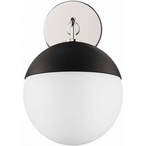 Stellar 1 Light Wall Sconce in Polished Nickel & Opal Frosted Glass