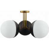 Stellar 3 Light Semi Flush Ceiling Light in Satin Brass & Opal Frosted Glass