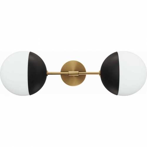 Stellar 2 Light Wall Sconce in Satin Brass & Opal Frosted Glass