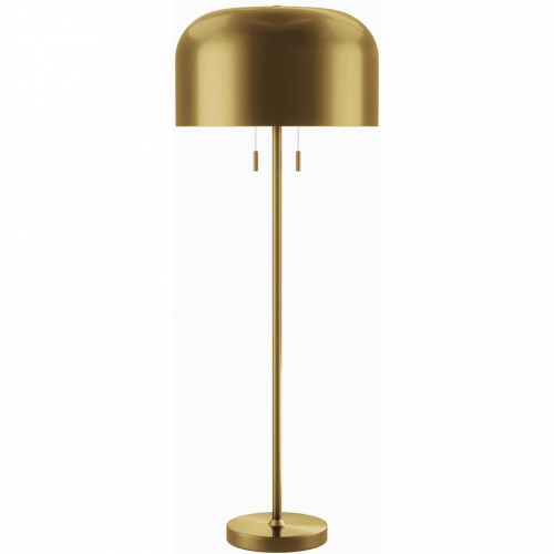 Avenue Floor Lamp in Satin Brass Metal & White