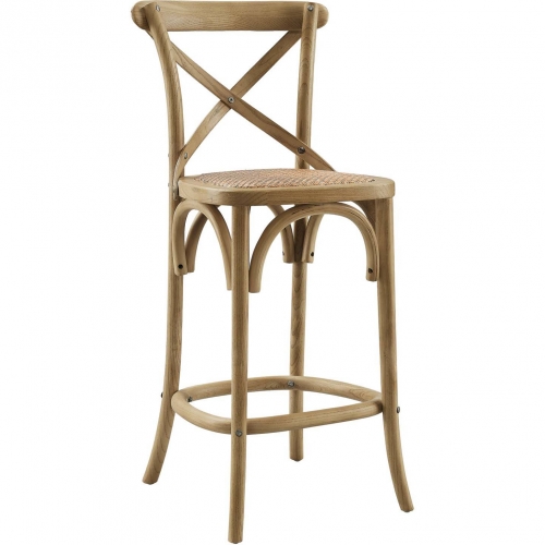 Gear Counter Stool in Natural Finish Wood & Rattan