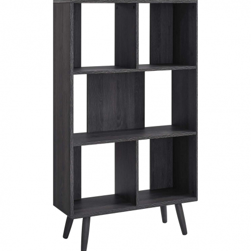 Transmit 5 Shelf Bookcase in Charcoal Gray Wood Grain Finish