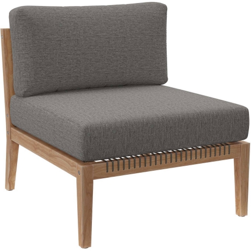 Clearwater Outdoor Armless Chair in Gray Teak & Graphite Fabric