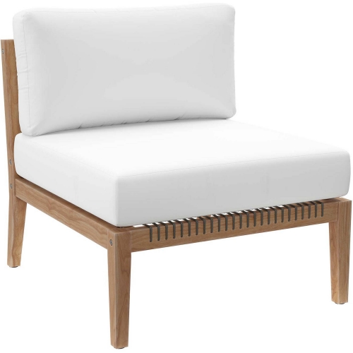 Clearwater Outdoor Armless Chair in Gray Teak & White Fabric